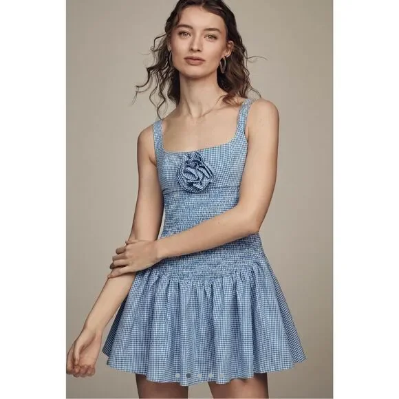 maeve smocked rosette drop waist mini dress Shae Pleated Drop Waist Mini Dress – edikted main image 0